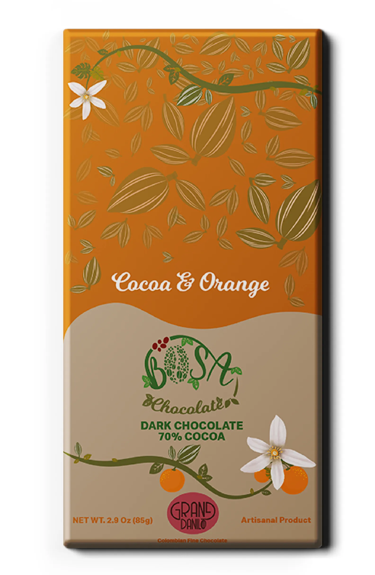 COCOA & ORANGE - DARK CHOCOLATE 70% COCOA (85G)