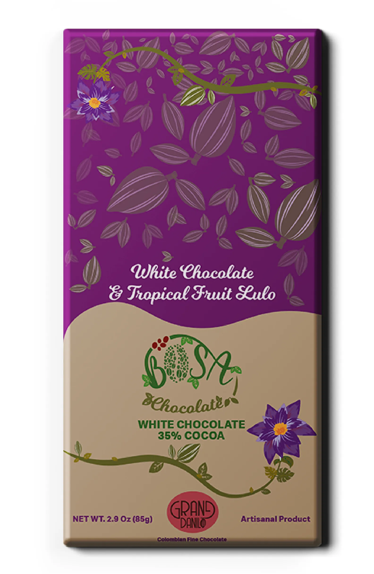 COCOA & TROPICAL FRUIT LULO - WHITE CHOCOLATE 35% COCOA (85G)