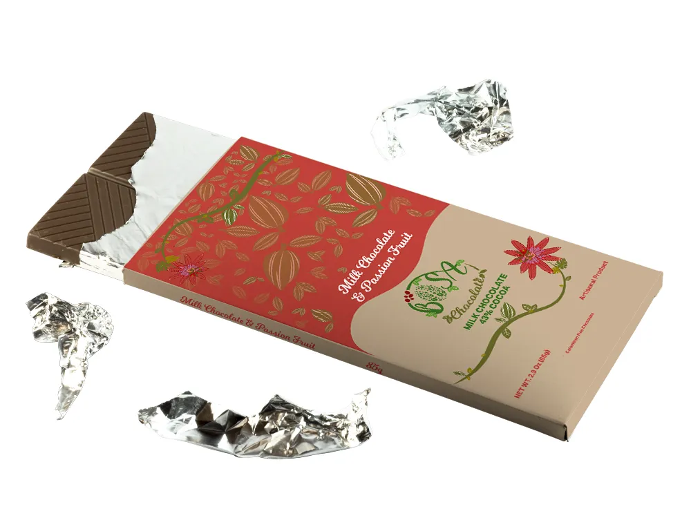 COCOA & PASSION FRUIT -MILK CHOCOLATE 43% COCOA (85G) - Image 3